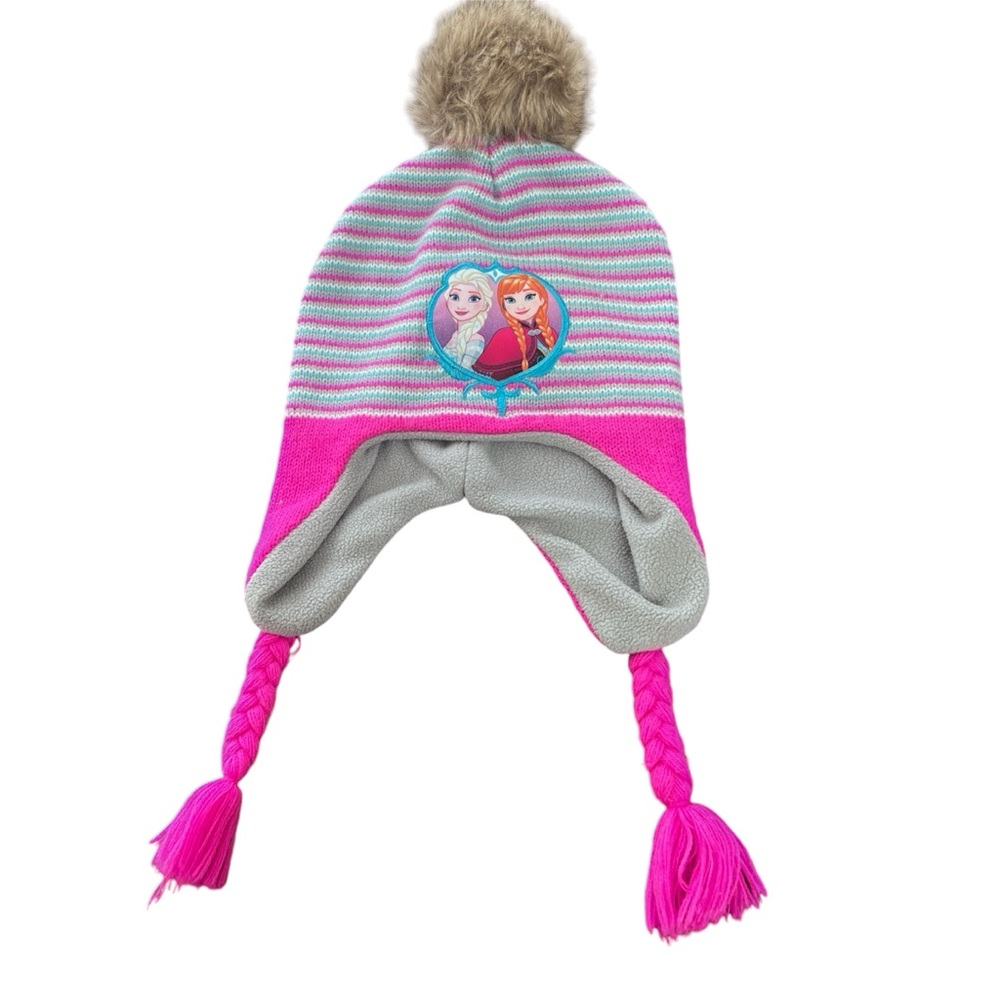 Disney Frozen Pink Stripped Peruvian Trapper Hat